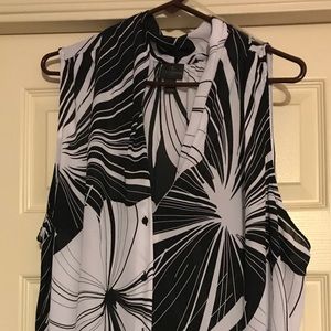 Black & White Sheer Sleeveless Blouse